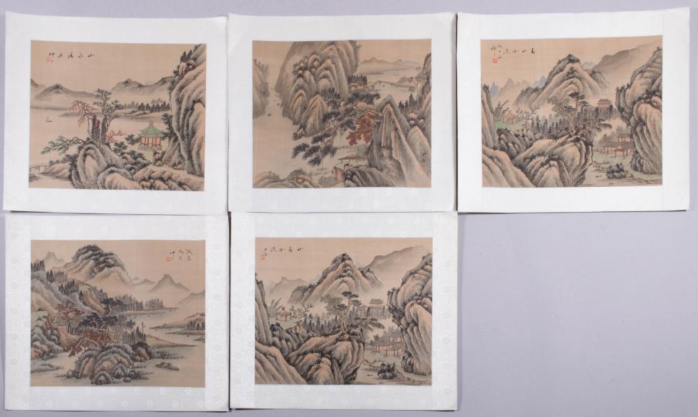 , A GROUP OF FIVE LANDSCAPE PAINTINGS,