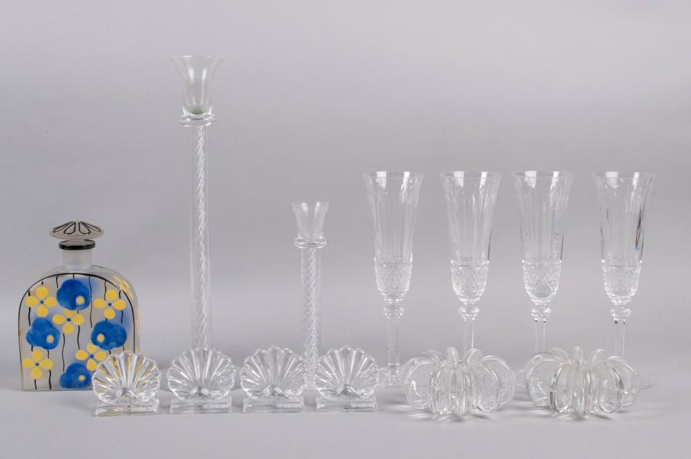 GROUP OF GLASS ITEMS: ENAMELED