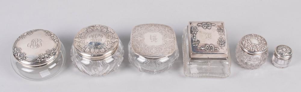 COLLECTION OF FIVE SILVER-TOPPED POWDER