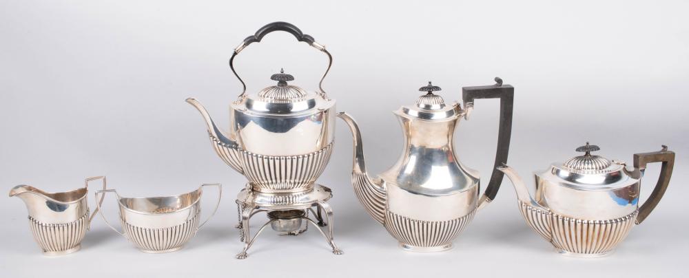 ENGLISH SILVER FIVE-PIECE TEA AND