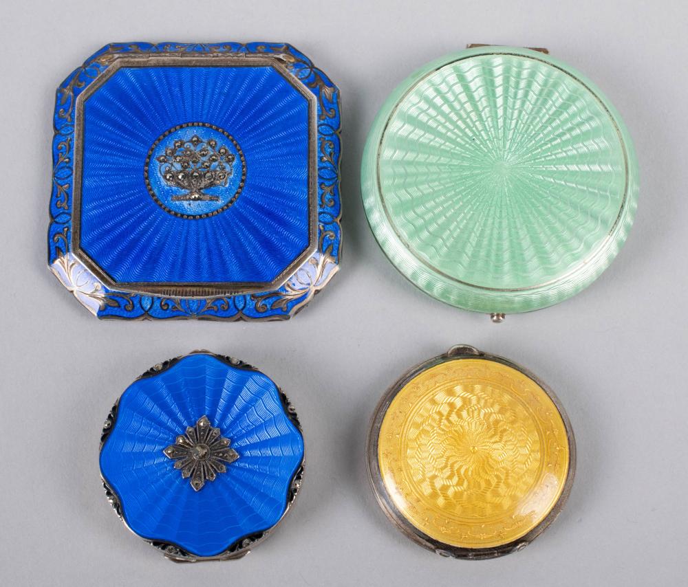 GROUP OF GUILLOCHE ENAMEL AND SILVER