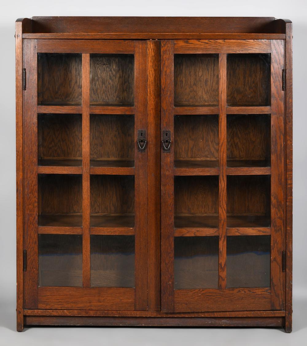 GUSTAV STICKLEY OAK BOOKCASE, EARLY