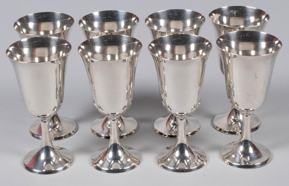 EIGHT STERLING GOBLETS WITH MONOGRAM