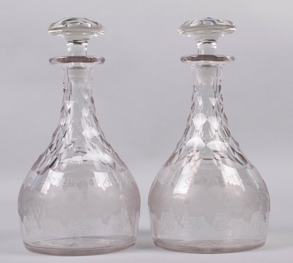 PAIR OF ENGLISH CUT GLASS DECANTERS