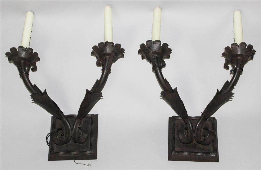 PAIR OF BLACK PAINTED CAST METAL