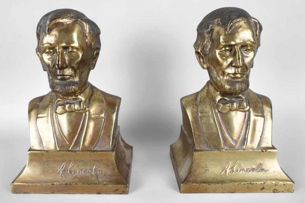 PAIR OF BRASS LINCOLN BUST BOOKENDS