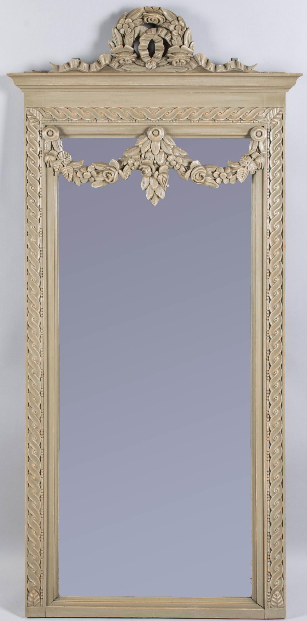 LOUIS XVI STYLE GREY PAINTED MIRROR 33d0c7