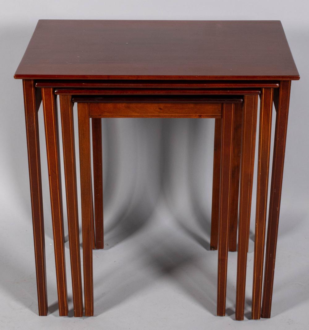 NEST OF FOUR EDWARDIAN INLAID MAHOGANY