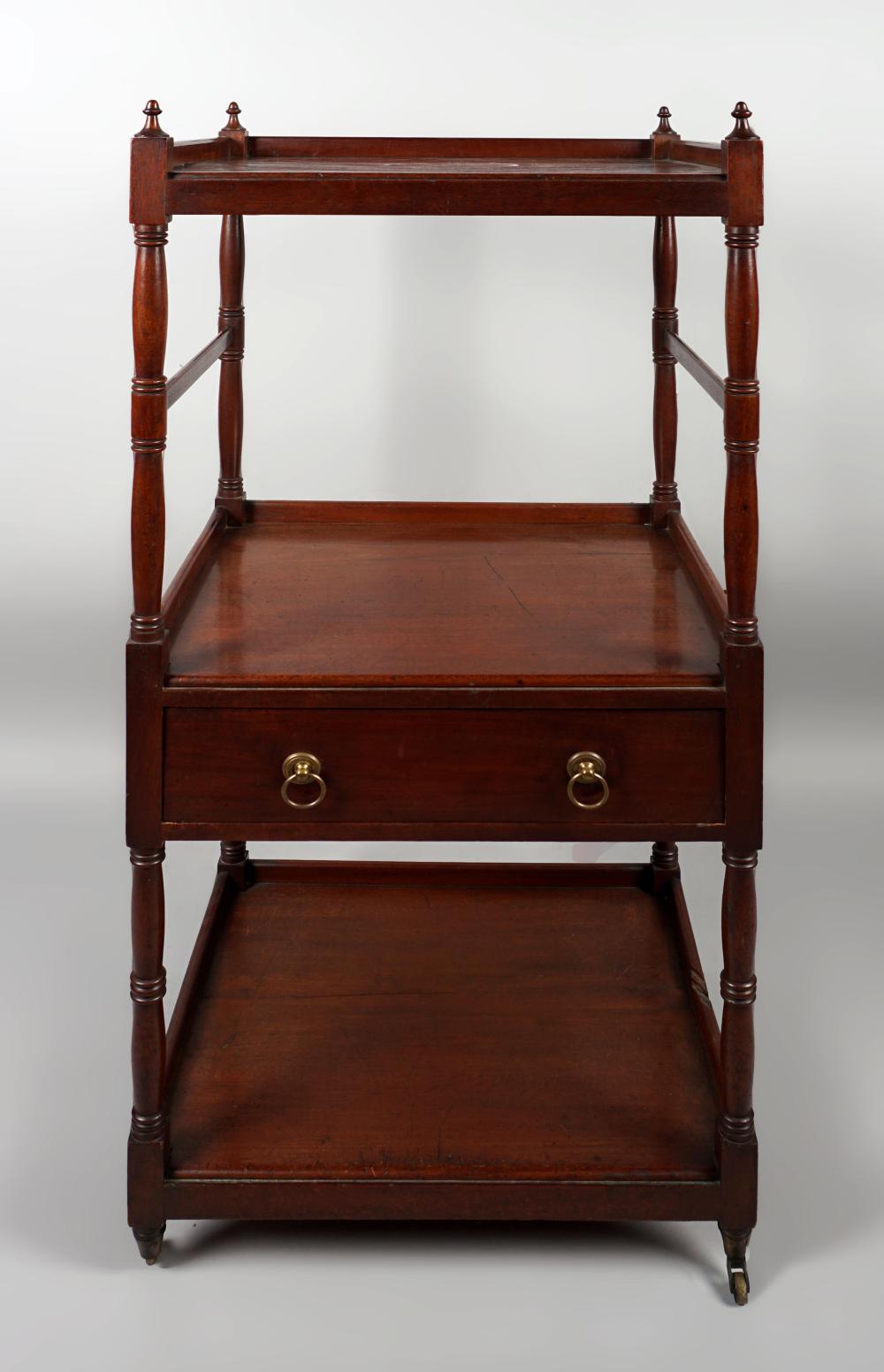 REGENCY MAHOGANY WHATNOT, EARLY