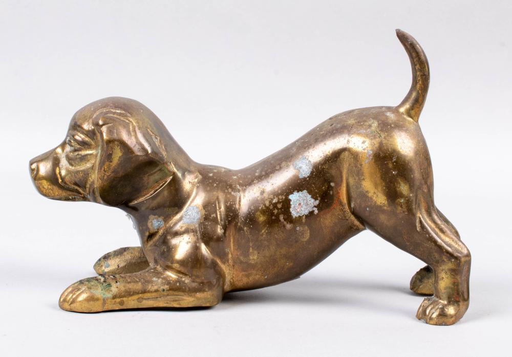 SMALL BRASS FIGURE OF A DOG 4 1/2