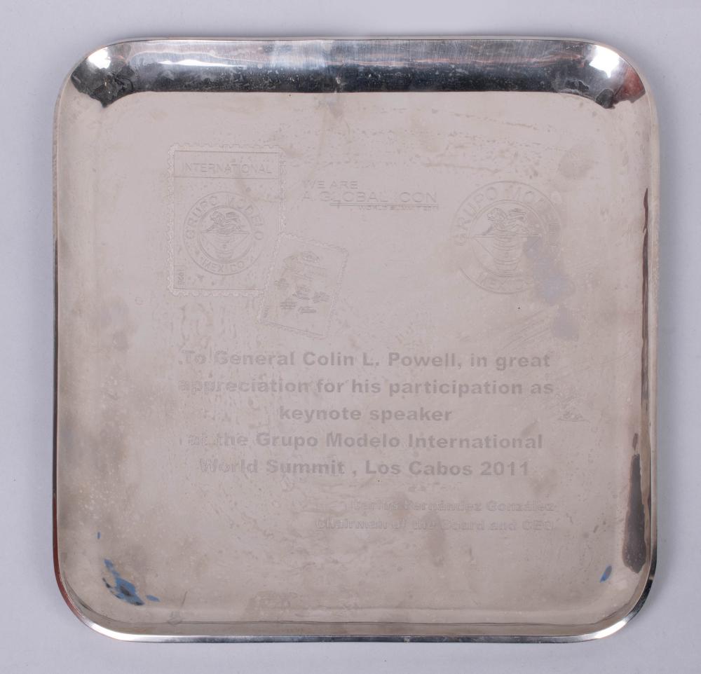 SQUARE METAL DISH PRESENTED TO 33d17d