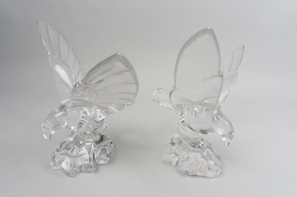 PAIR OF VAL ST. LAMBERT GLASS EAGLES