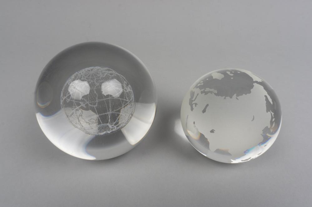 TWO GLASS GLOBESTWO GLASS GLOBES,