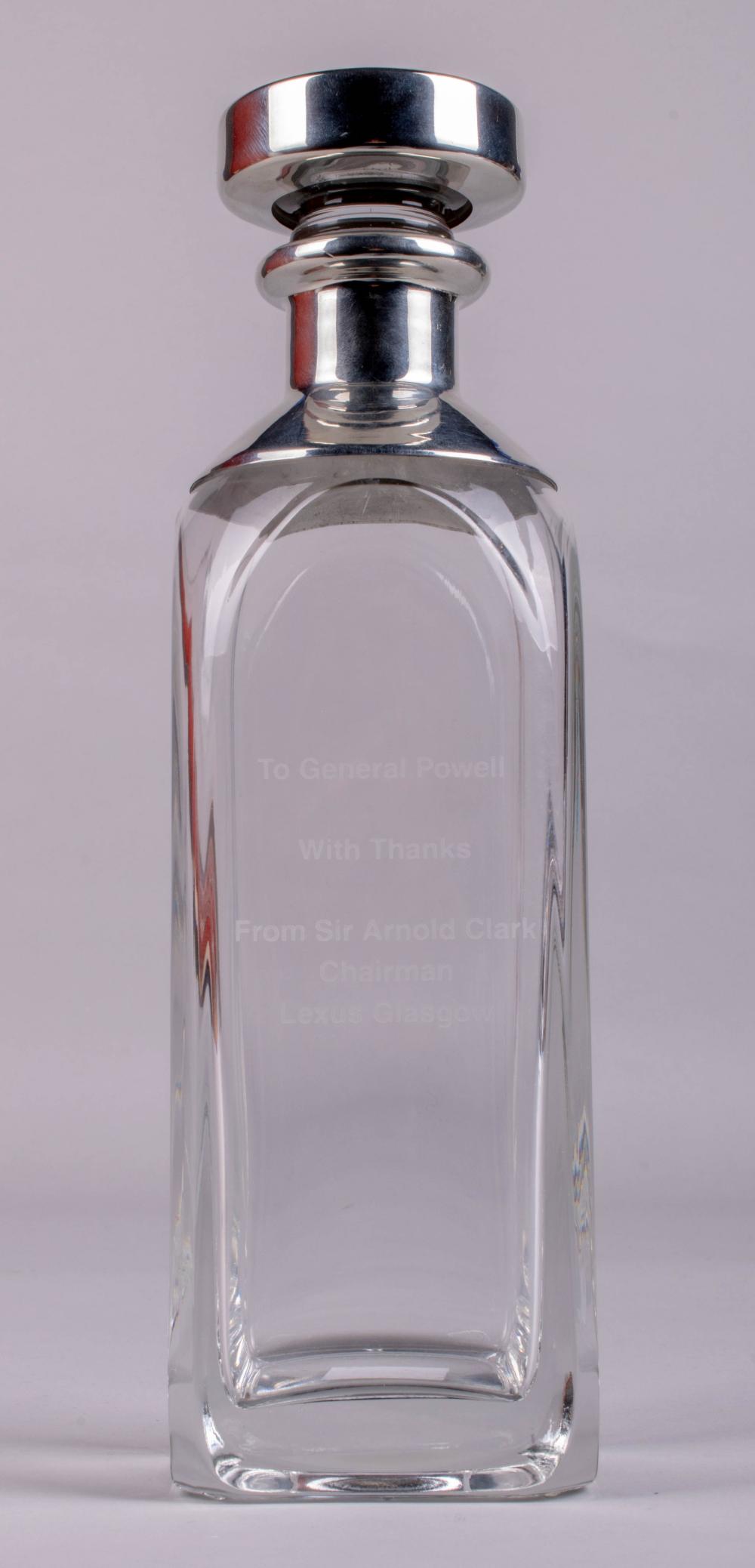 GLASS DECANTER PRESENTED TO GENERAL 33d256