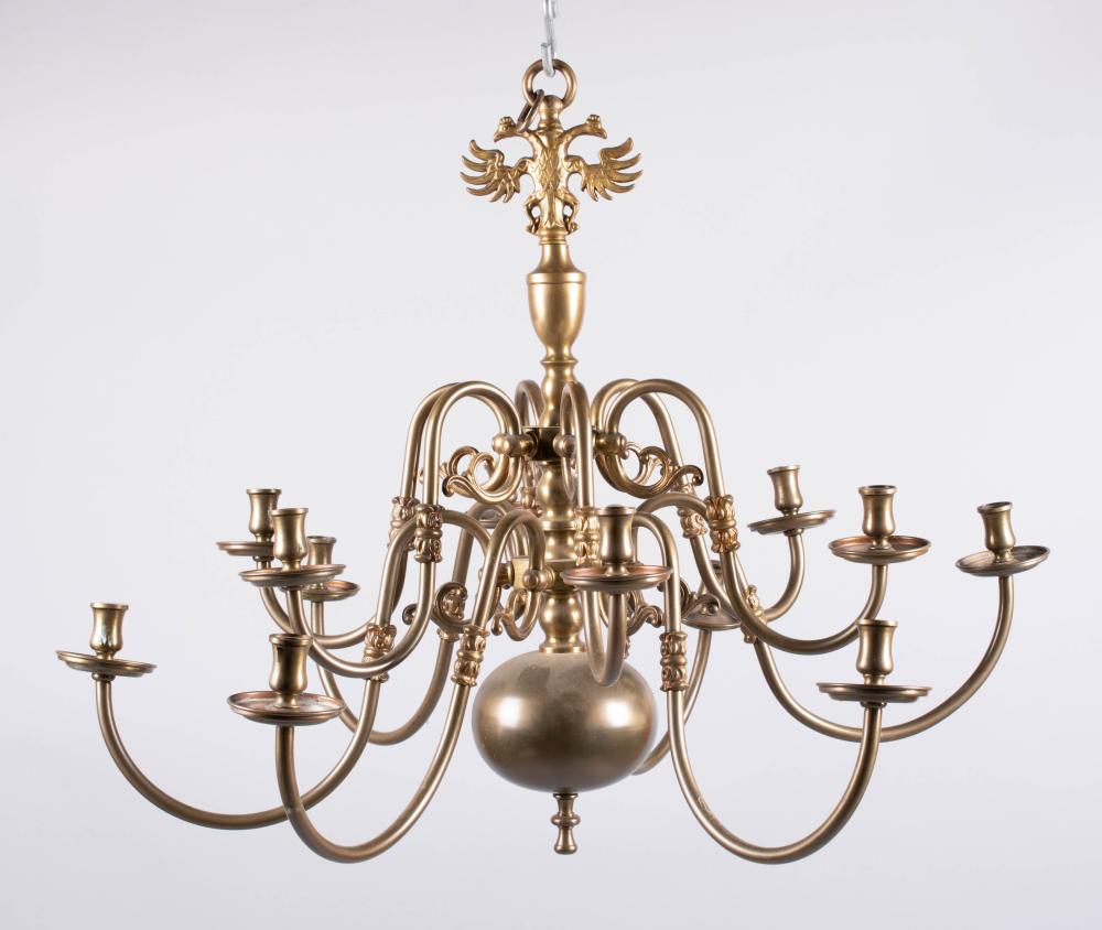 BAROQUE STYLE TWO LIGHT BRASS CHANDELIER 33d304