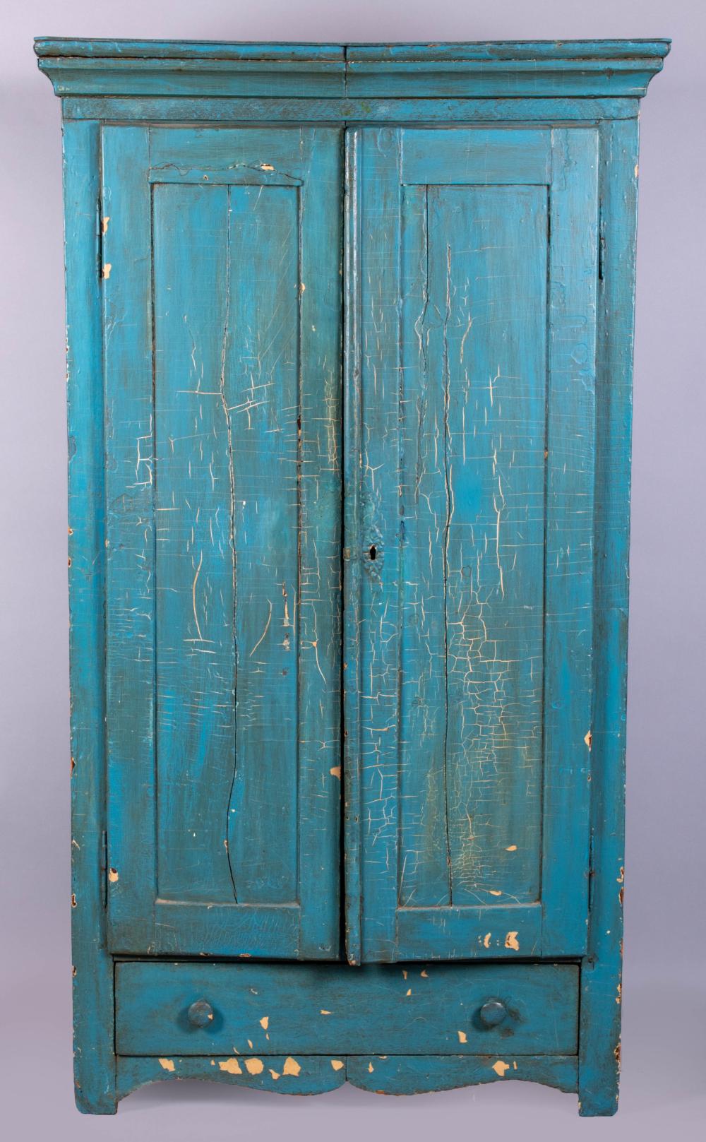 BUCKS COUNTY BLUE PAINTED CUPBOARD  33d34f