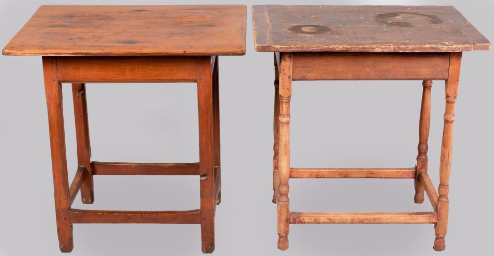 TWO AMERICAN TAVERN TABLES, MID-19TH