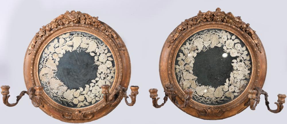 PAIR OF VICTORIAN ETCHED MIRROR 33d3af