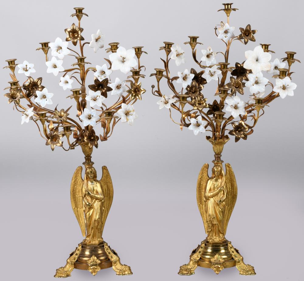 PAIR OF LARGE BRASS ANGEL 12 LIGHT 33d3b0