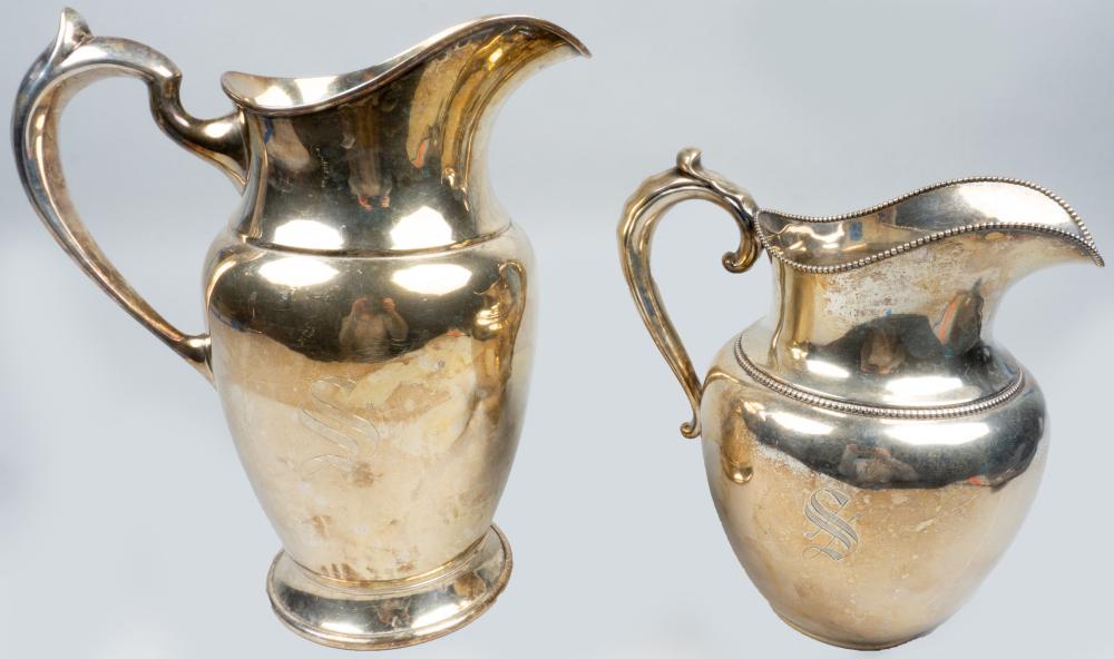 TWO AMERICAN SILVER PITCHERS HEIGHT 33d3cb