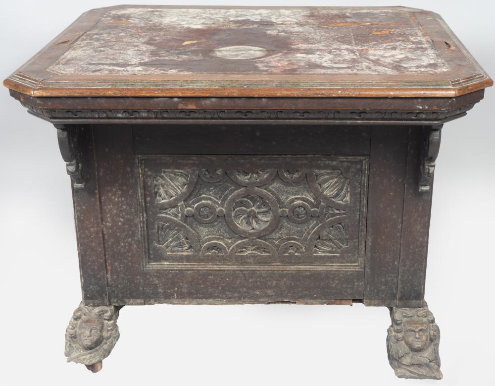 BAROQUE REVIVAL OAK LIBRARY TABLE,