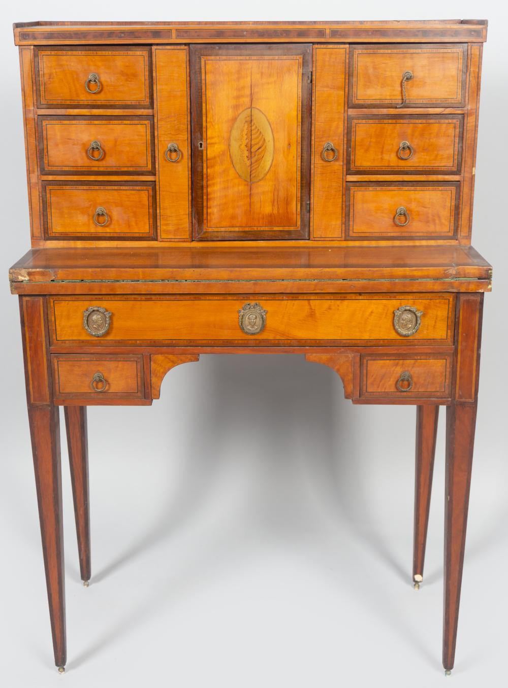 NEOCLASSICAL INLAID SATINWOOD BUREAU 33d3da