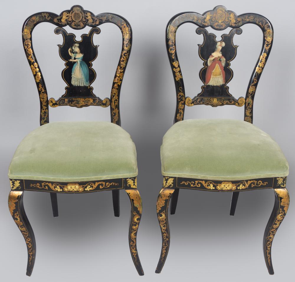 PAIR OF VICTORIAN PARCEL GILT BLACK 33d3fd