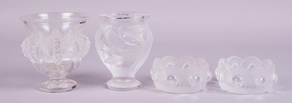 FOUR PIECES OF LALIQUE GLASS INCLUDING 33d458