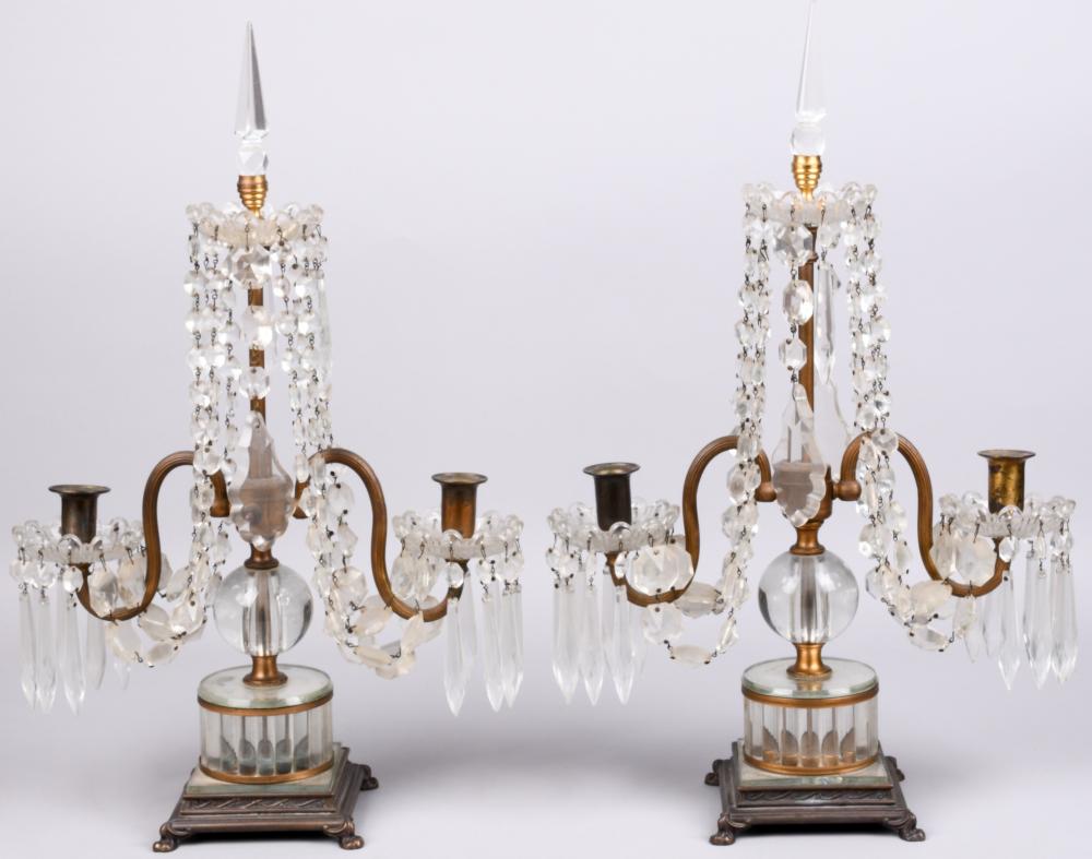 PAIR OF CUT GLASS AND GILT METAL 33d45b