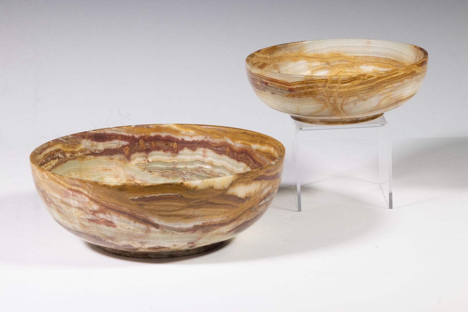 CARVED ONYX BOWLS Lot of (2), in