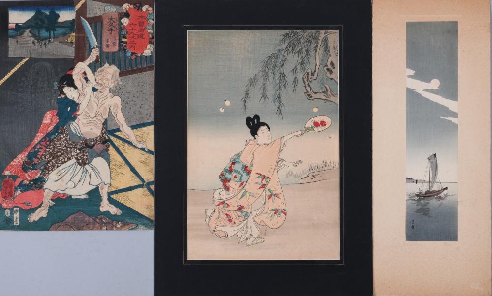 THREE JAPANESE WOOD BLOCK PRINTS: