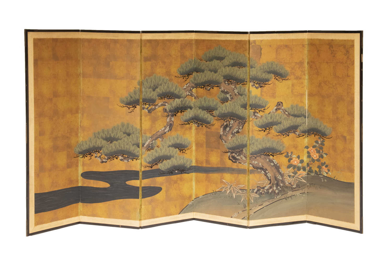 PAINTED SIX FOLD JAPANESE SCREEN  33d6d8