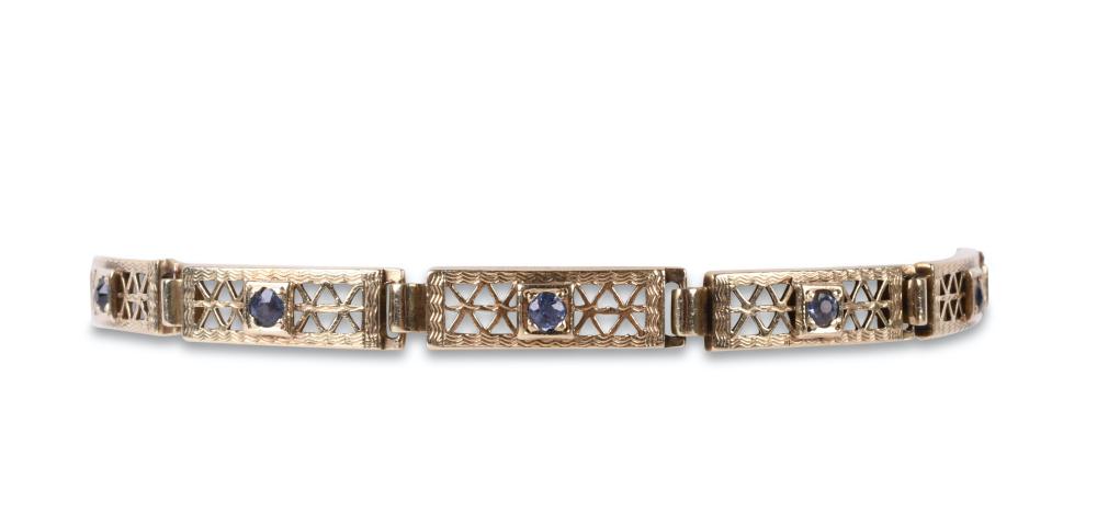 14K YELLOW GOLD AND SAPPHIRE PANELED 33d78e