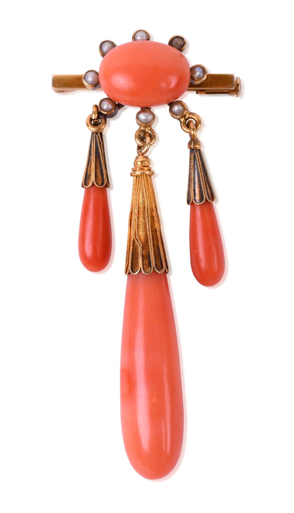 ANTIQUE PINK CORAL PEARL AND GOLD 33d786