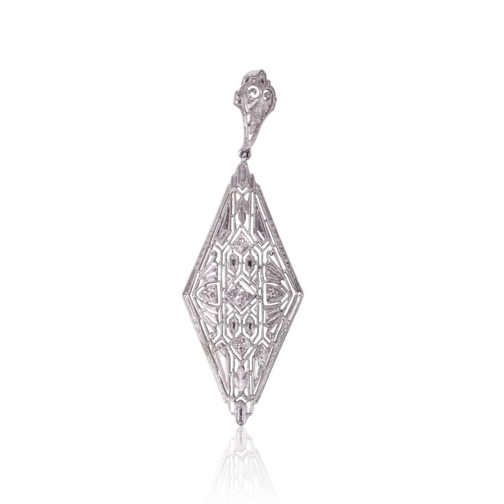 EDWARDIAN 14K WHITE GOLD FILIGREE