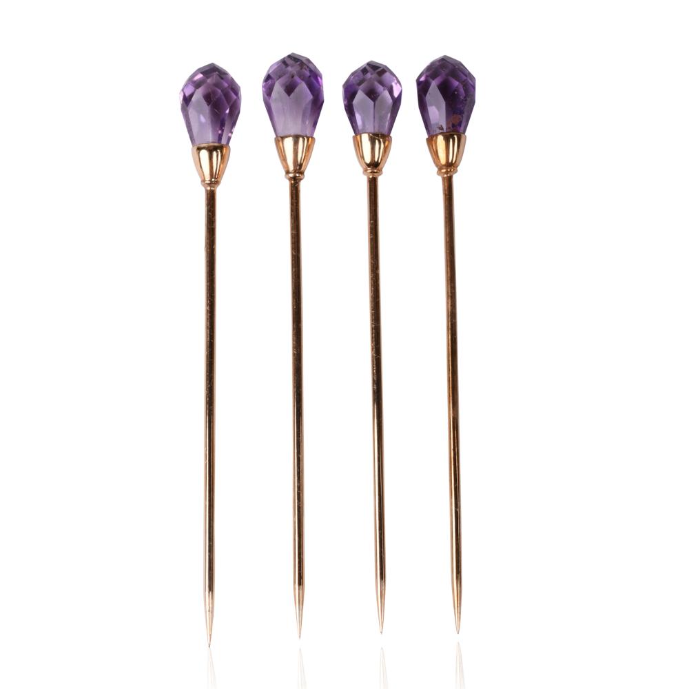 EDWARDIAN 14K YELLOW GOLD STICKPINS