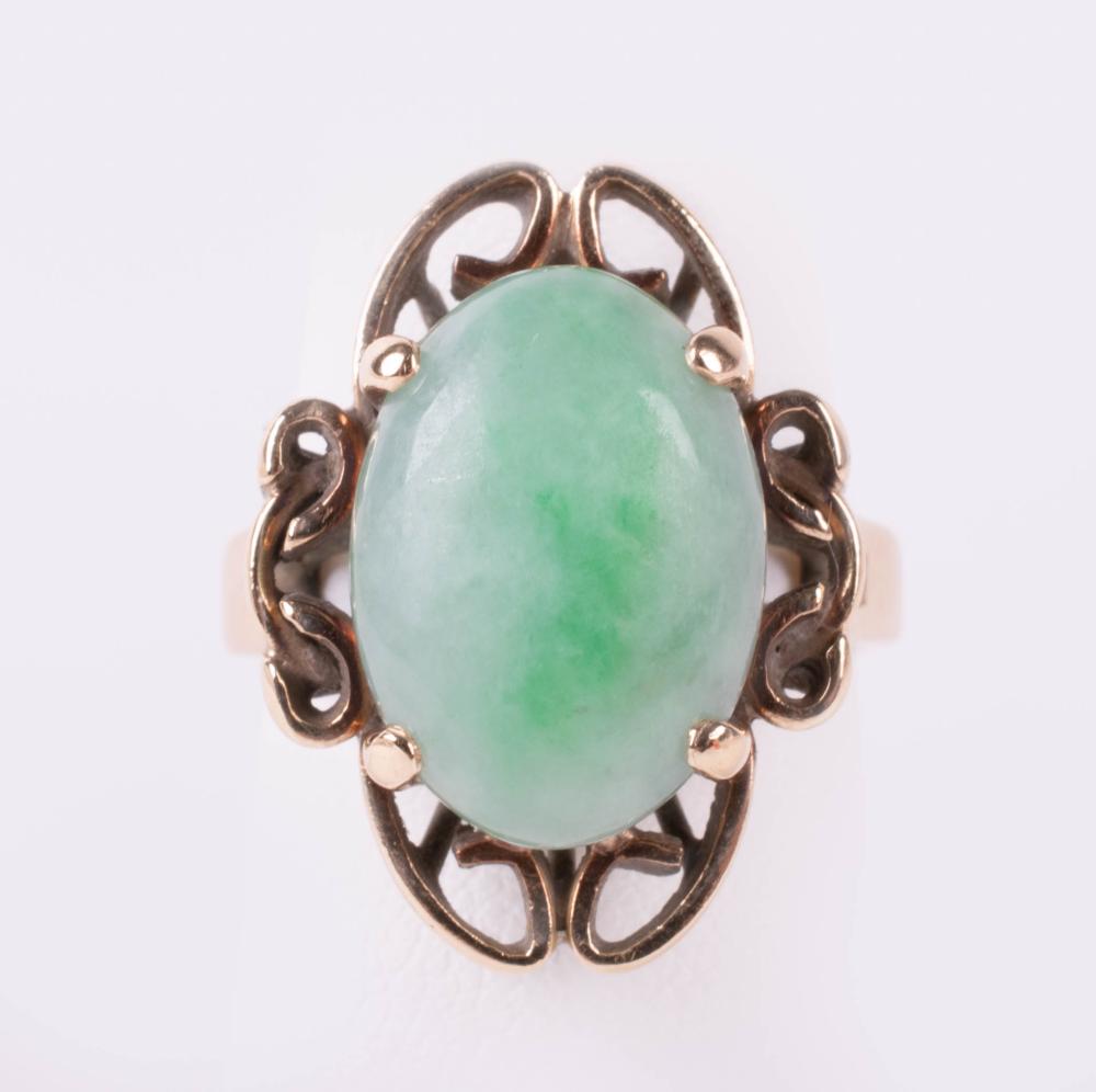 14K YELLOW GOLD JADEITE CABOCHON 33d7a2