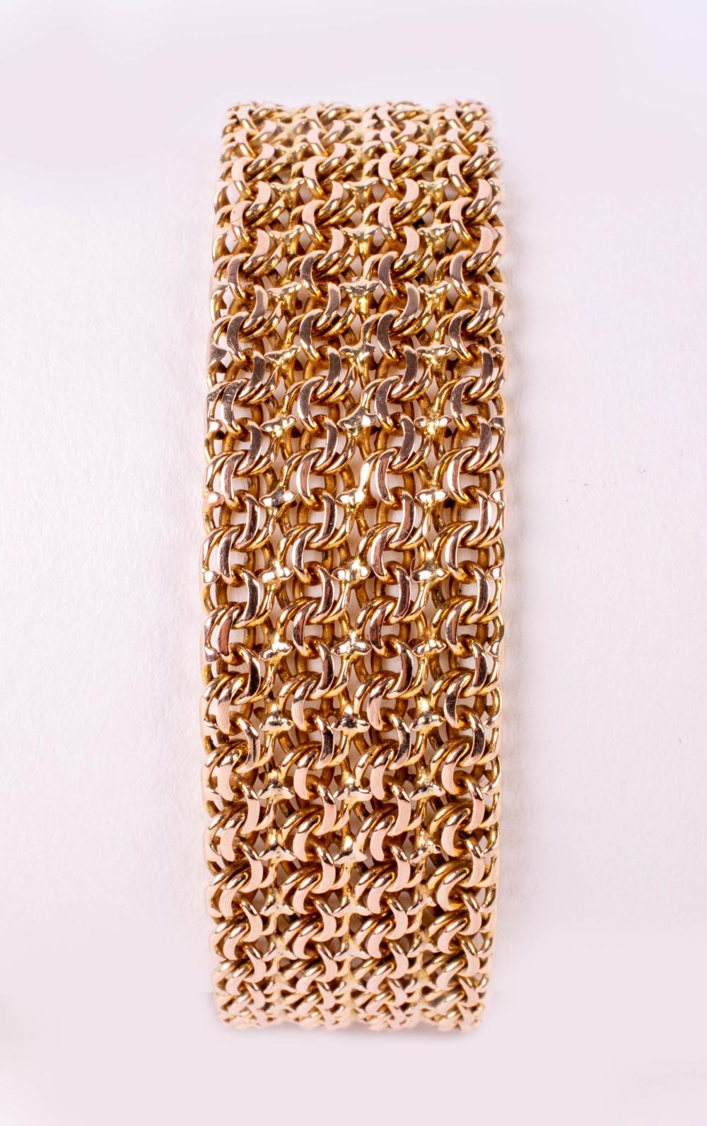 14K YELLOW GOLD MESH BRACELET WITH