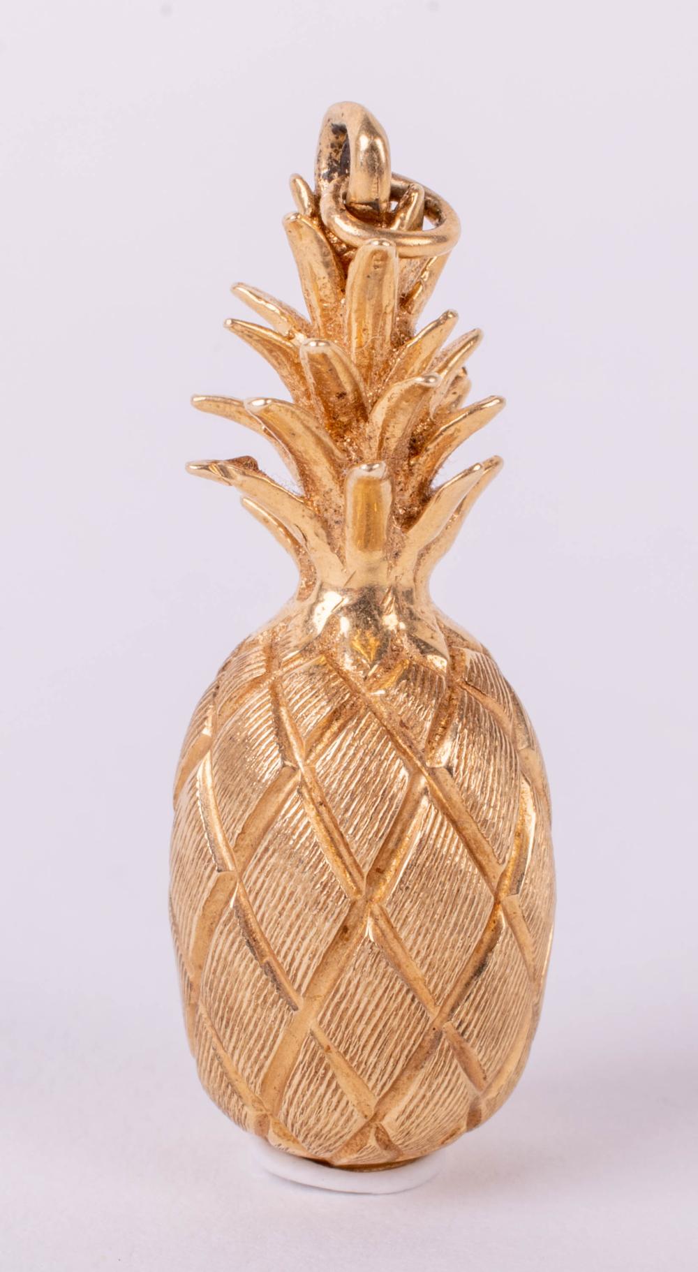 14K YELLOW GOLD PINEAPPLE CHARM/PENDANT