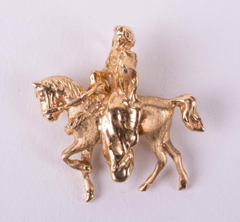 14K YELLOW GOLD HORSE AND RIDER 33d7b4