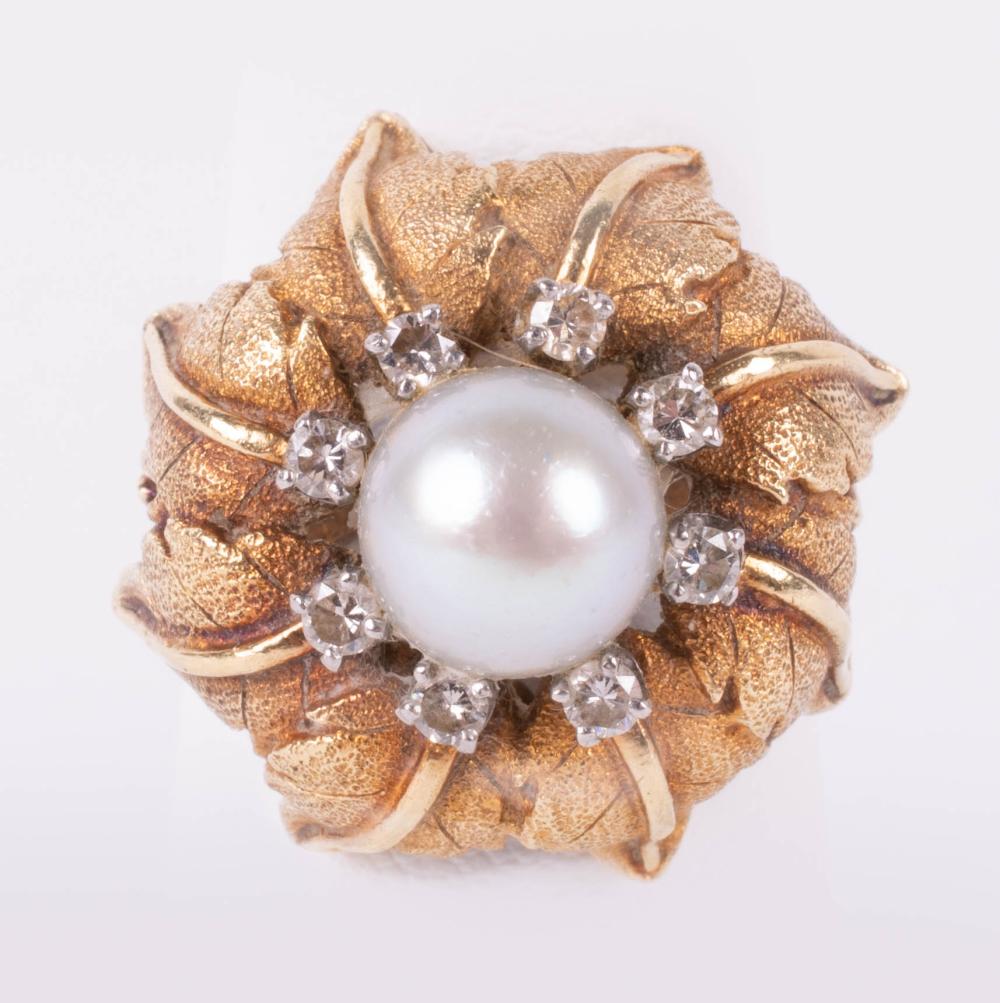 18K YELLOW GOLD PEARL AND DIAMOND 33d7c4