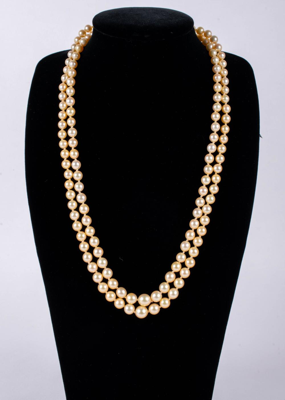 PALE GOLD AKOYA DOUBLE STRAND PEARL