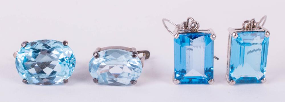 TWO PAIRS OF BLUE TOPAZ EARRINGSTWO 33d7fa