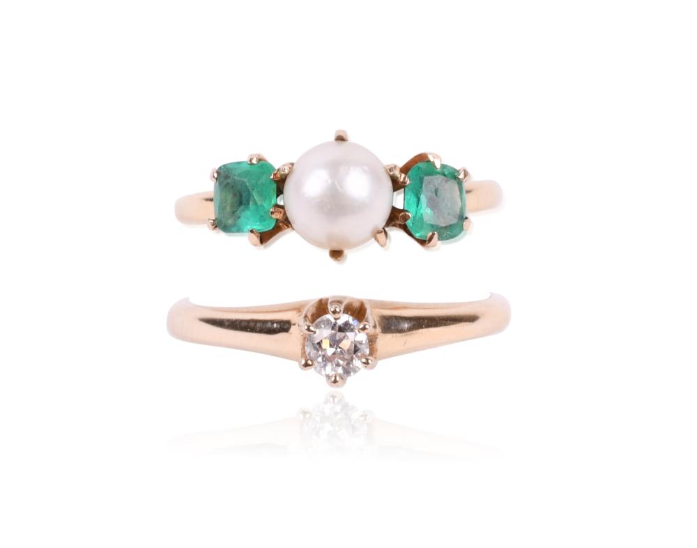 18K YELLOW GOLD PEARL AND EMERALD 33d7fd