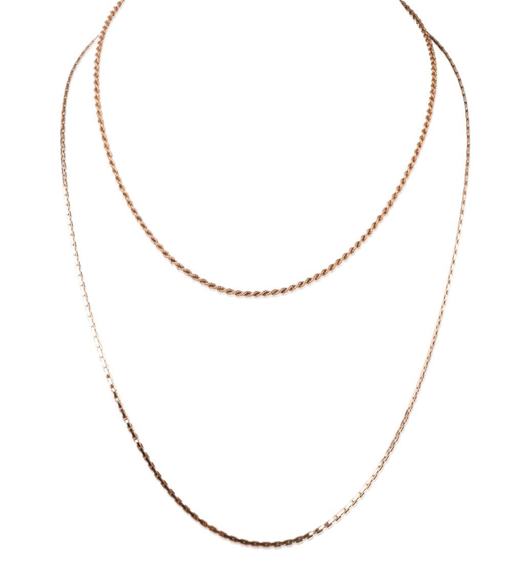 TWO 14K YELLOW GOLD CHAIN NECKLACES