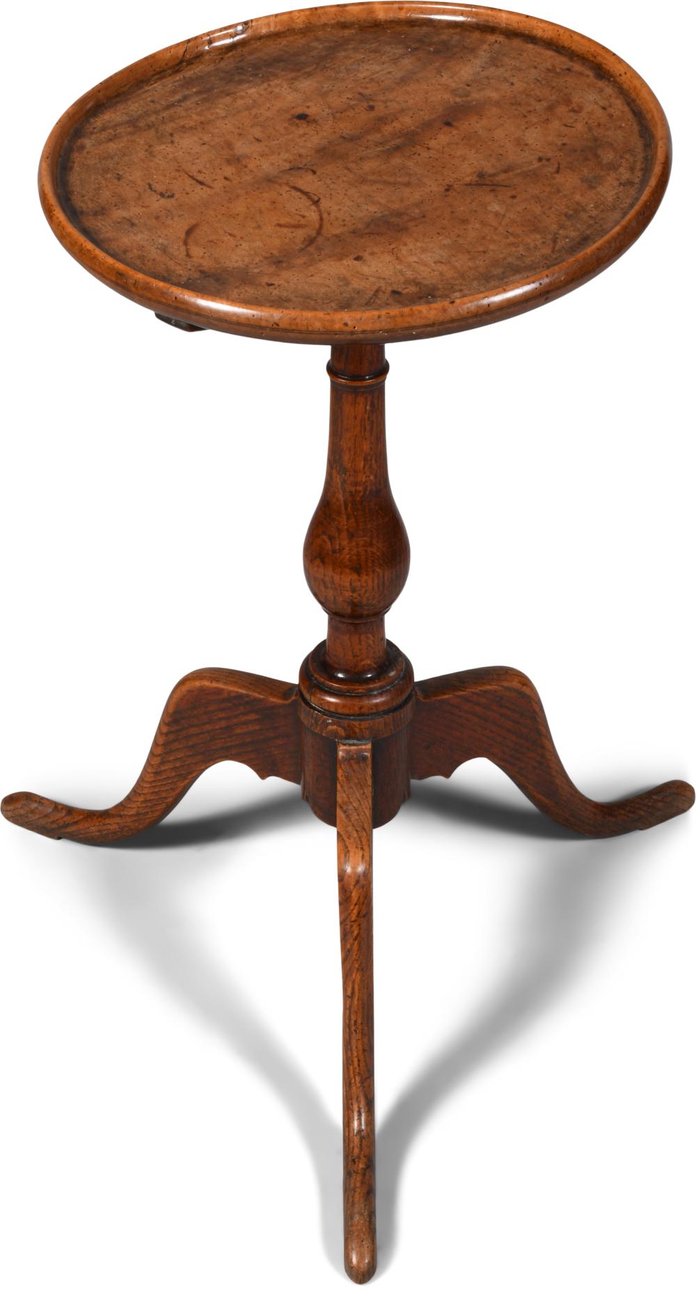 GEORGE III OAK AND WALNUT TILT-TOP