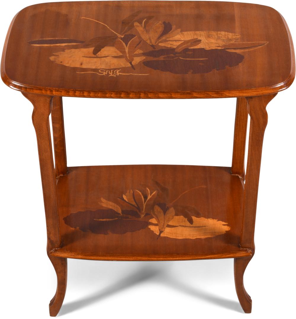 EMILE GALLE MARQUETRY INLAID MAHOGANY