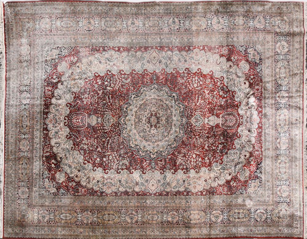 SILK RUG WITH PERSIAN DESIGN, POSSIBLY