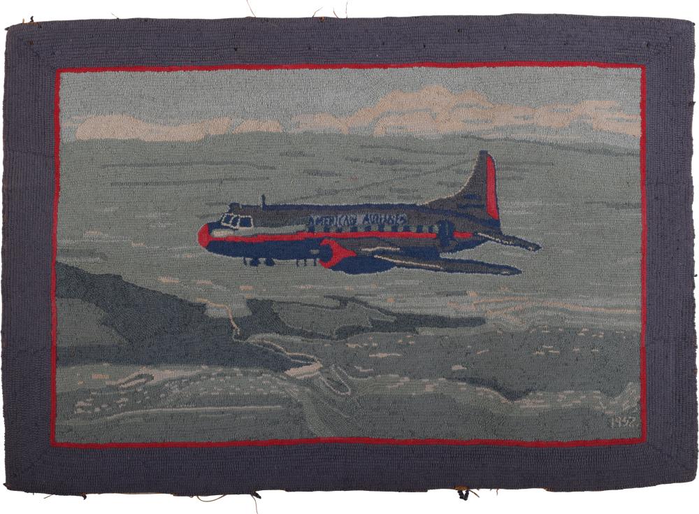 AMERICAN AIRLINES HAND HOOKED RUG