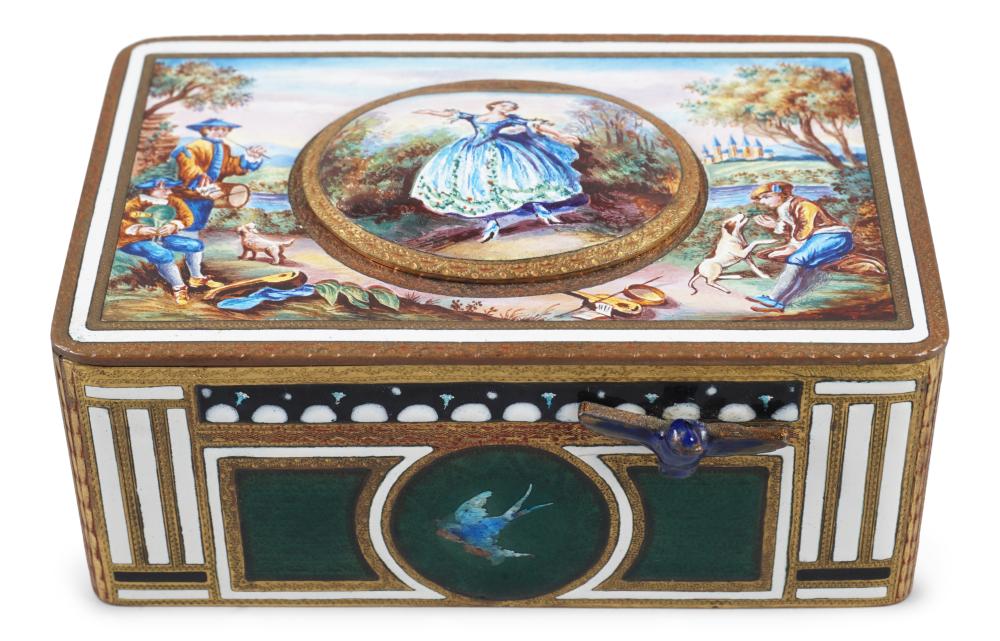 SWISS GILT-METAL AND ENAMEL SINGING